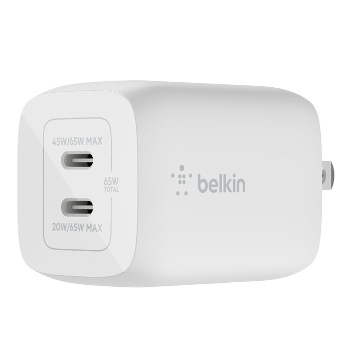 Dual USB-C GaN Wall Charger with PPS 65W, White, hi-res